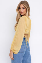 Load image into Gallery viewer, BALLOON LONG SLEEVE CRISS CROSS CROP TOP