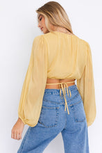 Load image into Gallery viewer, BALLOON LONG SLEEVE CRISS CROSS CROP TOP
